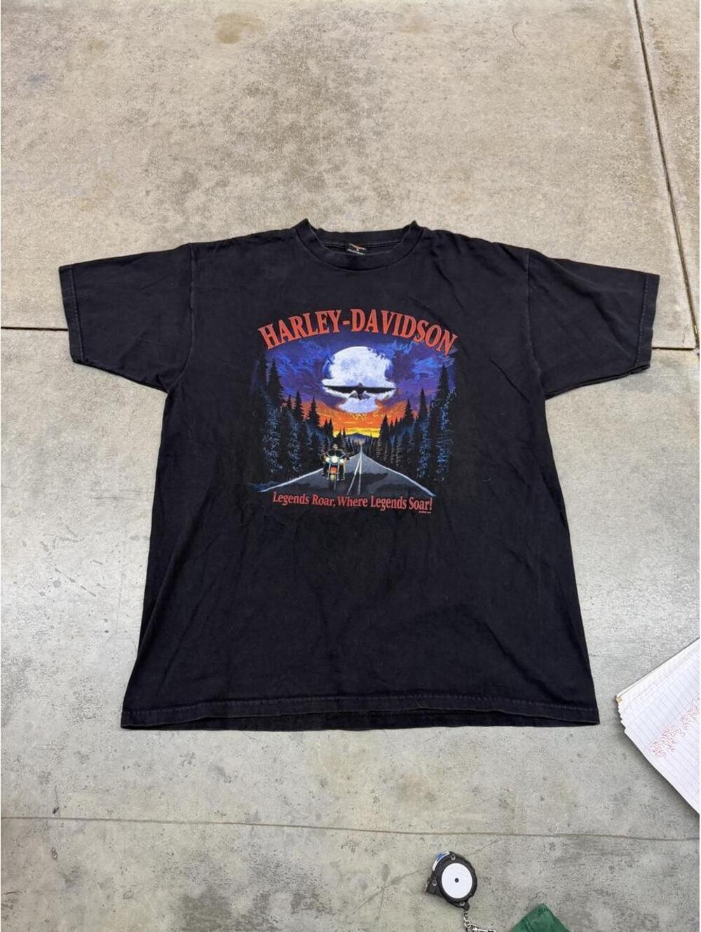vintage harley davidson legends roar where legends soar skull made in usa shirt